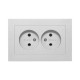 Розетка 2-м СП Эпика 16А без заземл. без защ. шторок с рамкой механизм алюм. EKF UP1-SOA-200