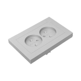 Розетка 2-м СП Эпика 16А без заземл. без защ. шторок с рамкой механизм алюм. EKF UP1-SOA-200