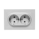 Розетка 2-м СП Эпика 16А с заземл. без защ. шторок с рамкой механизм алюм. EKF UP1-SOA-210