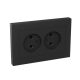 Розетка 2-м СП Эпика 16А без заземл. без защ. шторок с рамкой механизм черн. EKF UP1-SOB-200
