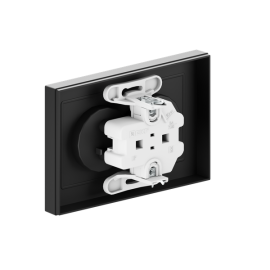 Розетка 2-м СП Эпика 16А без заземл. без защ. шторок с рамкой механизм черн. EKF UP1-SOB-200