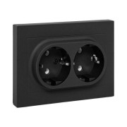 Розетка 2-м СП Эпика 16А с заземл. без защ. шторок с рамкой механизм черн. EKF UP1-SOB-210
