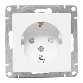 Розетка СП Эпика 16А с заземл. защ. шторки механизм бел. EKF UP1-SOW-111