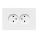 Розетка 2-м СП Эпика 16А без заземл. без защ. шторок с рамкой механизм бел. EKF UP1-SOW-200