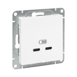 Розетка 2-м СП Эпика USB-C механизм бел. EKF UP1-SOW-2USBC