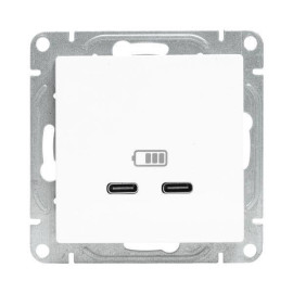 Розетка 2-м СП Эпика USB-C механизм бел. EKF UP1-SOW-2USBC