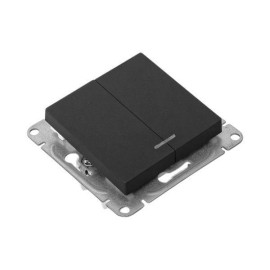 Выключатель 2-кл. СП Эпика с подсветкой механизм черн. EKF UP1-SWB-24