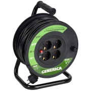 Удлинитель на катушке 4х30м 16А IP20 УК30 2P+PE 3х1.5 термозащита GENERICA WKP20-16-04-30-G