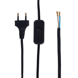 Шнур для бра УШ-1КВ 2м с опрес. вилкой и выключателем 2х0.75 черн. IEK WUP20-02-K02