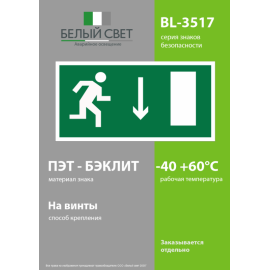 Пластина BL-3517.E09 "Указатель двери эвакуационного выхода (прав.)" Белый свет a12894