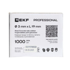 Гвоздь кованый для монтажн. пистолета по бетону металлу Bullet Type 3х19 цинк. (уп.1000шт) Expert EKF cpn-3019bp