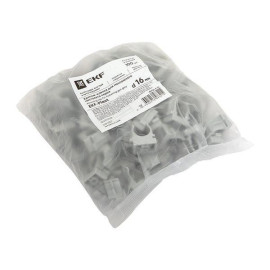 Держатель для труб (клипса) d16мм для монтажн. пистолета сер. (уп.100шт) Plast EKF derjp-z-16