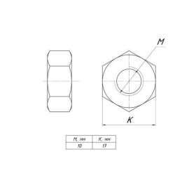 Гайка шестигранная М10 EKF g6grm10