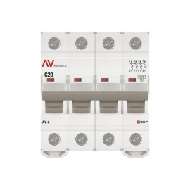 Выключатель автоматический модульный 4п C 20А 6кА AV-6 AVERES EKF mcb6-4-20C-av