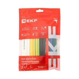 Набор трубок термоусадочных ТУТ нг тонкостен. 12/6 (7 цветов по 3шт 100мм) EKF tut-n-12