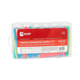 Набор трубок термоусадочных ТУТ 4/2; 6/3; 8/4; 10/5; 12/6; 20/10 100мм бокс 5 цветов 105шт PROxima EKF tut-n-5-r