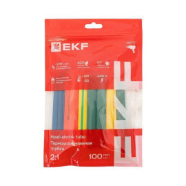 Набор трубок термоусадочных ТУТ нг тонкостен. 8/4 (7 цветов по 3шт 100мм) EKF tut-n-8