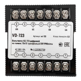 Вольтметр цифровой VD-723 на панель 72х72 трехфазный EKF vd-723