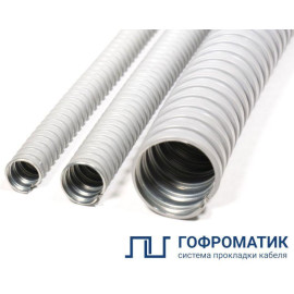Металлорукав в ПВХ изоляции МРПИ НГ 25 d25мм без протяжки сер. (уп.50м) ГОФРОМАТИК zeta41913