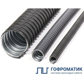 Металлорукав в ПВХ изоляции Р3-ЦПнг 18 d18мм без протяжки черн. (уп.50м) ГОФРОМАТИК zeta44214